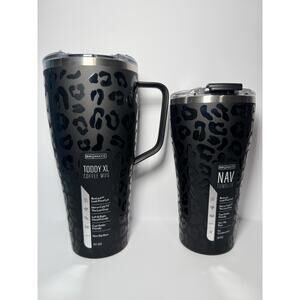 BruMate BLACK ONYX LEOPARD Tumbler Mug Set! 32oz Toddy XL + 22oz Nav | BNWT